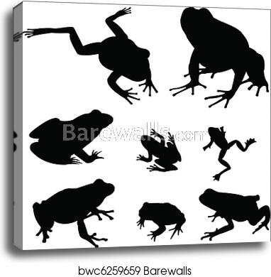 382x390 Frogs Silhouettes, Canvas Print Barewalls Posters Prints