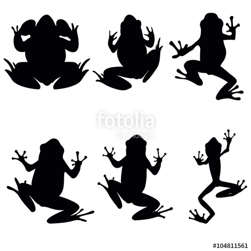 500x500 Vector Frogs Silhouette On The White Background Six Frog