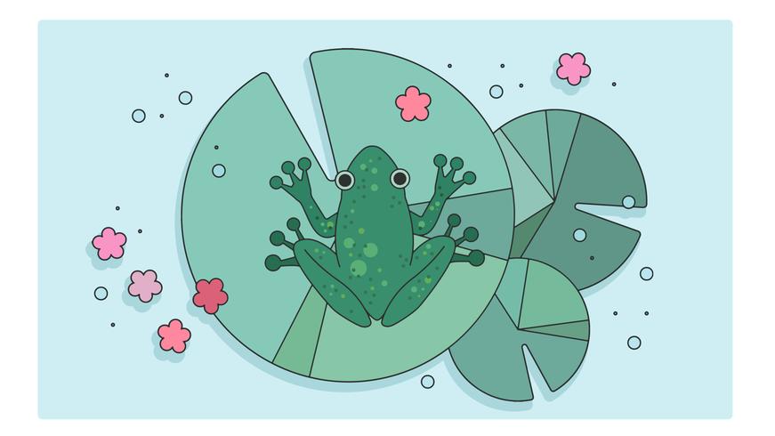 871x490 Water Lily Frog Vector
