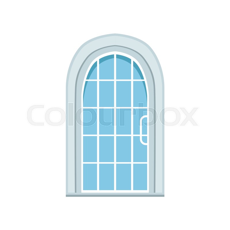 800x800 Glass Paned Arched Front Door, Closed Stock Vector Colourbox