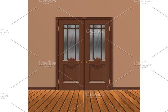 580x387 Wooden Double Entrance Door Vector Wooden Design Entrance