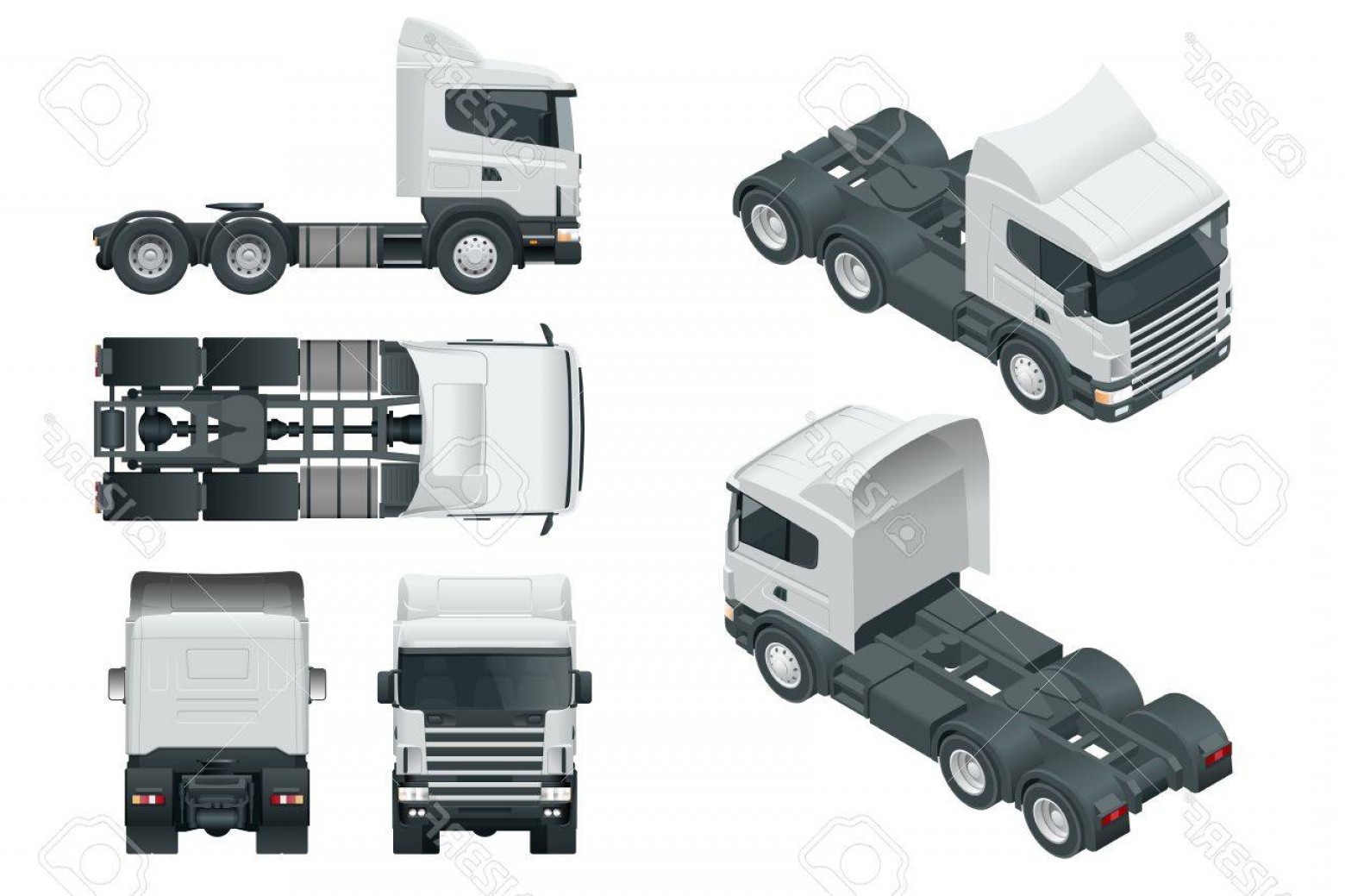 1560x1039 Top View Of A Semi Truck Vector Catamart