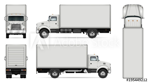 500x281 Truck Vector Mock Up Isolated Template Of Lorry On White