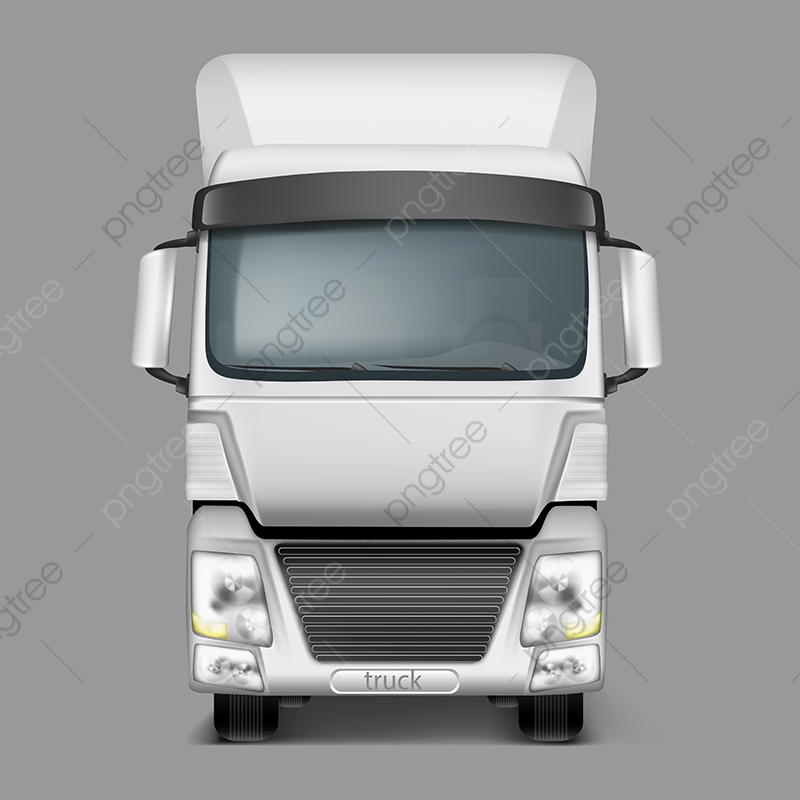 800x800 Vector Realistic Cargo Truck Front, Truck, Lorry, Trailer Png
