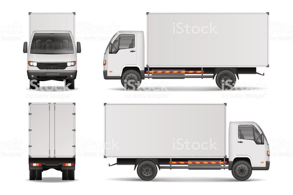 1024x682 White Realistic Delivery Cargo Truck Lorry For Advertising Side