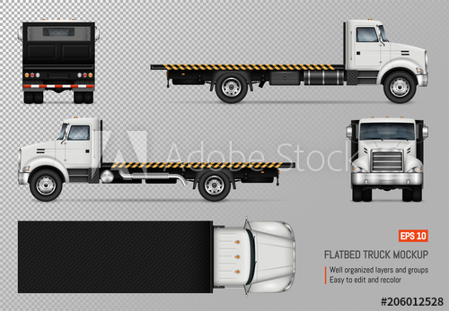 500x347 Flatbed Truck Vector Mockup Isolated Template Of The White Lorry