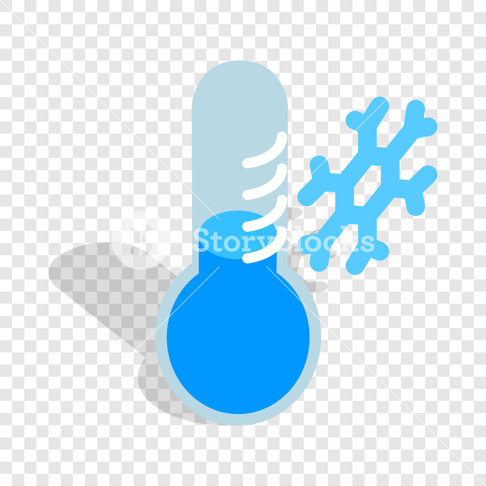 Frozen Thermometer And Snowflake Isometric Icon 1000x1000 Frozen Thermometer And Snowflake Isometric Icon
