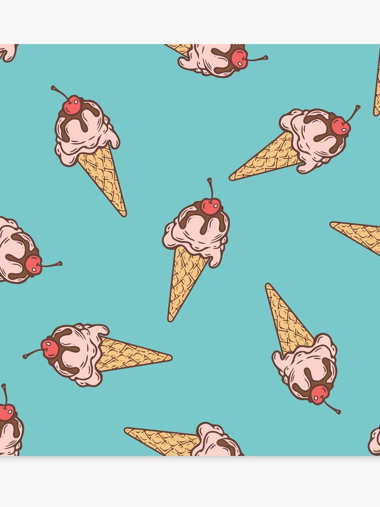 750x1000 Ice Cream, Popsicle Cherry Cone Dessert Food Vector Seamless