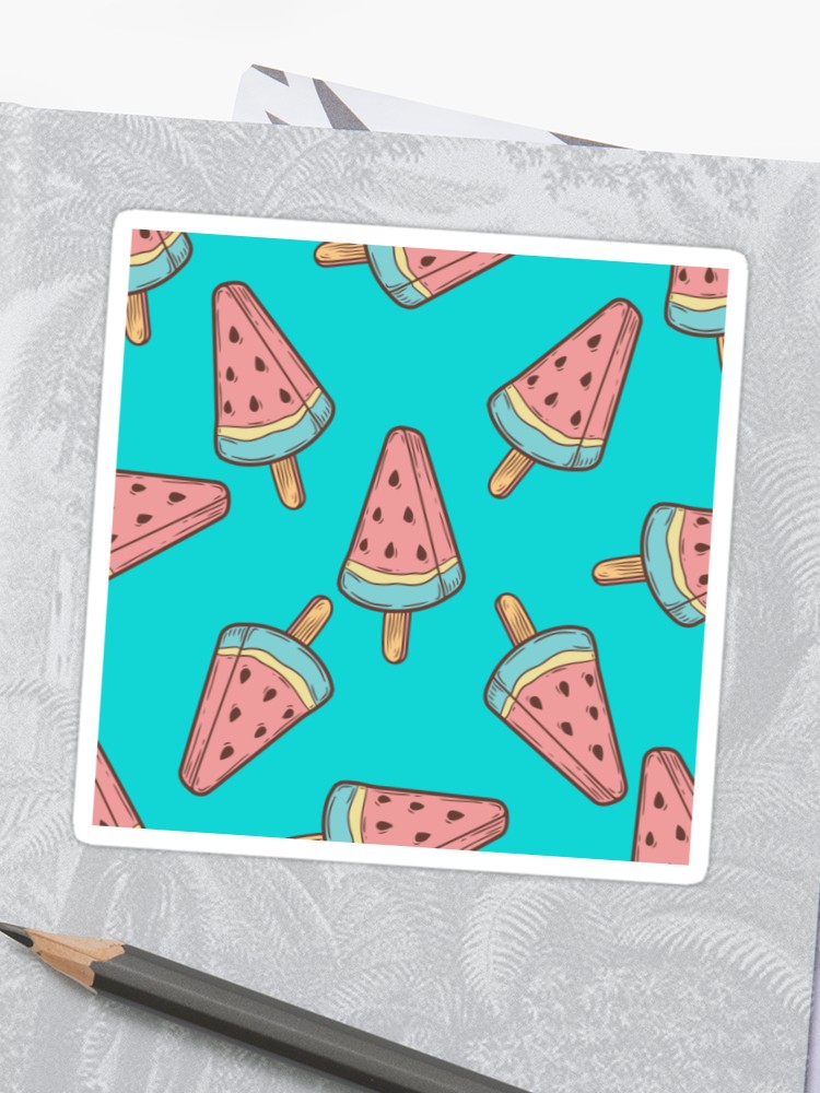 750x1000 Ice Cream, Watermelon Popsicle Dessert Food Vector Seamless