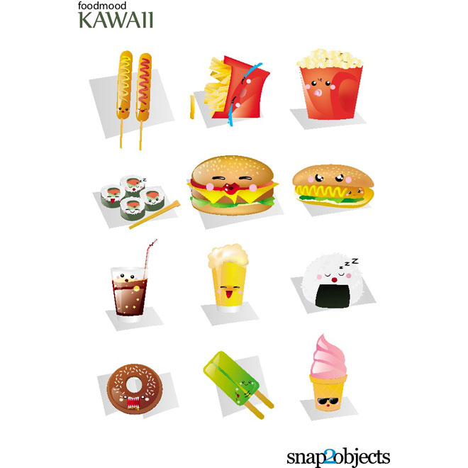 660x660 Kawaii Fast Food Vectors