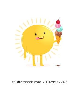 260x280 Cute Cartoon Sun Eating Ice Cream Funny Star Holding Sweet Frozen
