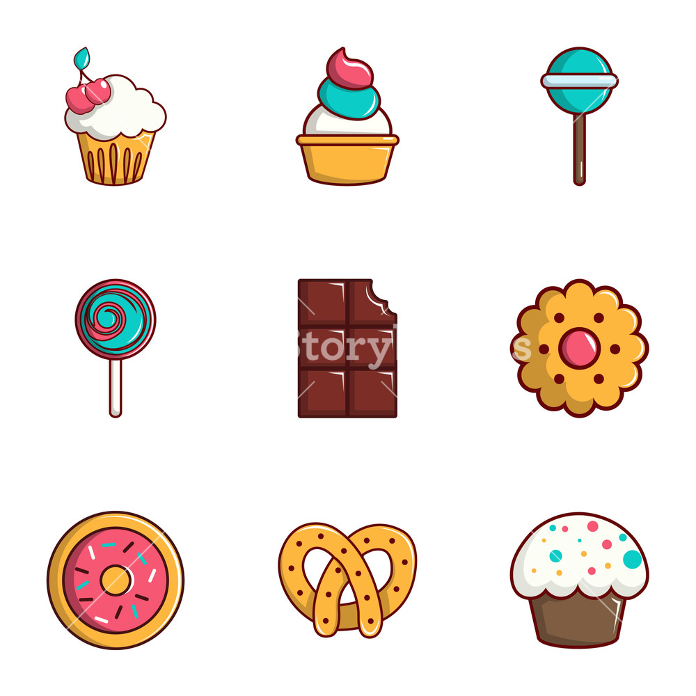1000x1000 Tasty Food Icons Set Flat Set Of Tasty Food Vector Icons