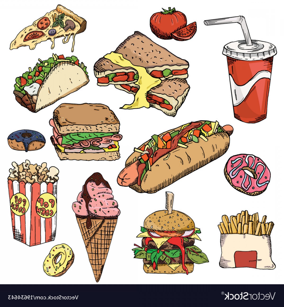 1200x1296 Fast Food Background Snack Collection Junk Food Vector Hoodamathrun