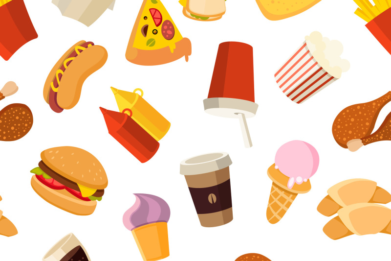 800x533 Fast Food Vector Seamless Pattern