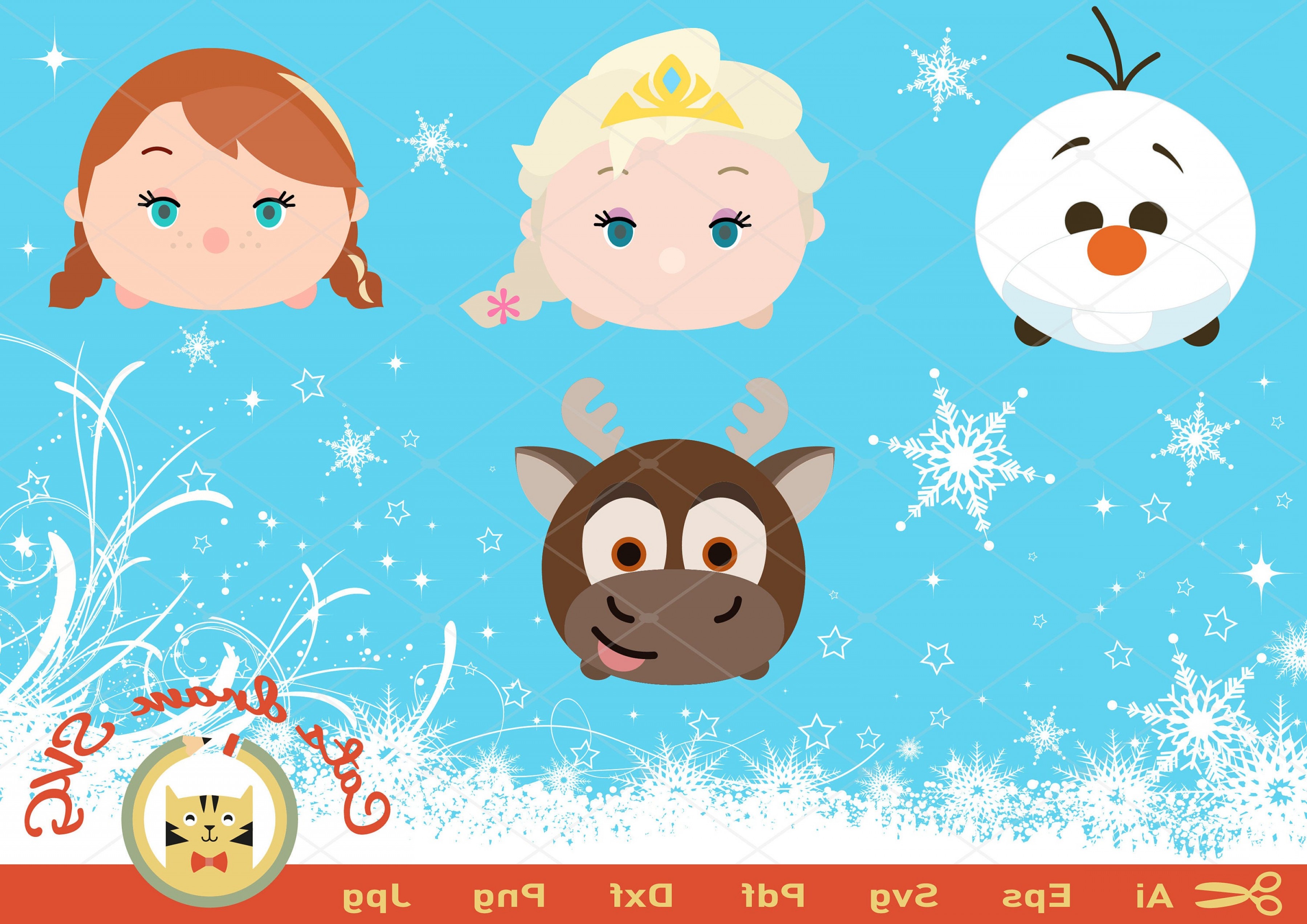 3600x2545 Tsum Tsum Frozen Elsa Olaf Handandbeak