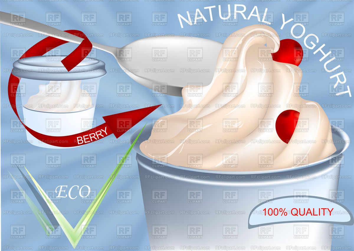 1200x849 Frozen Yogurt With Berry And Package On Blue Vector Image Of Food