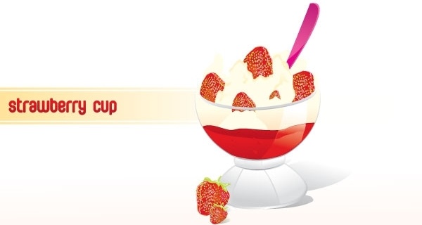 600x320 Strawberry Frozen Yogurt Cup Free Vector In Adobe Illustrator