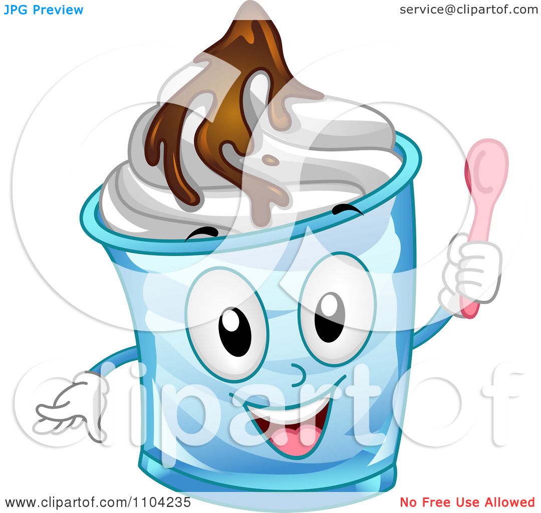 1080x1024 Clipart Happy Frozen Yogurt Sundae Mascot Holding A Spoon