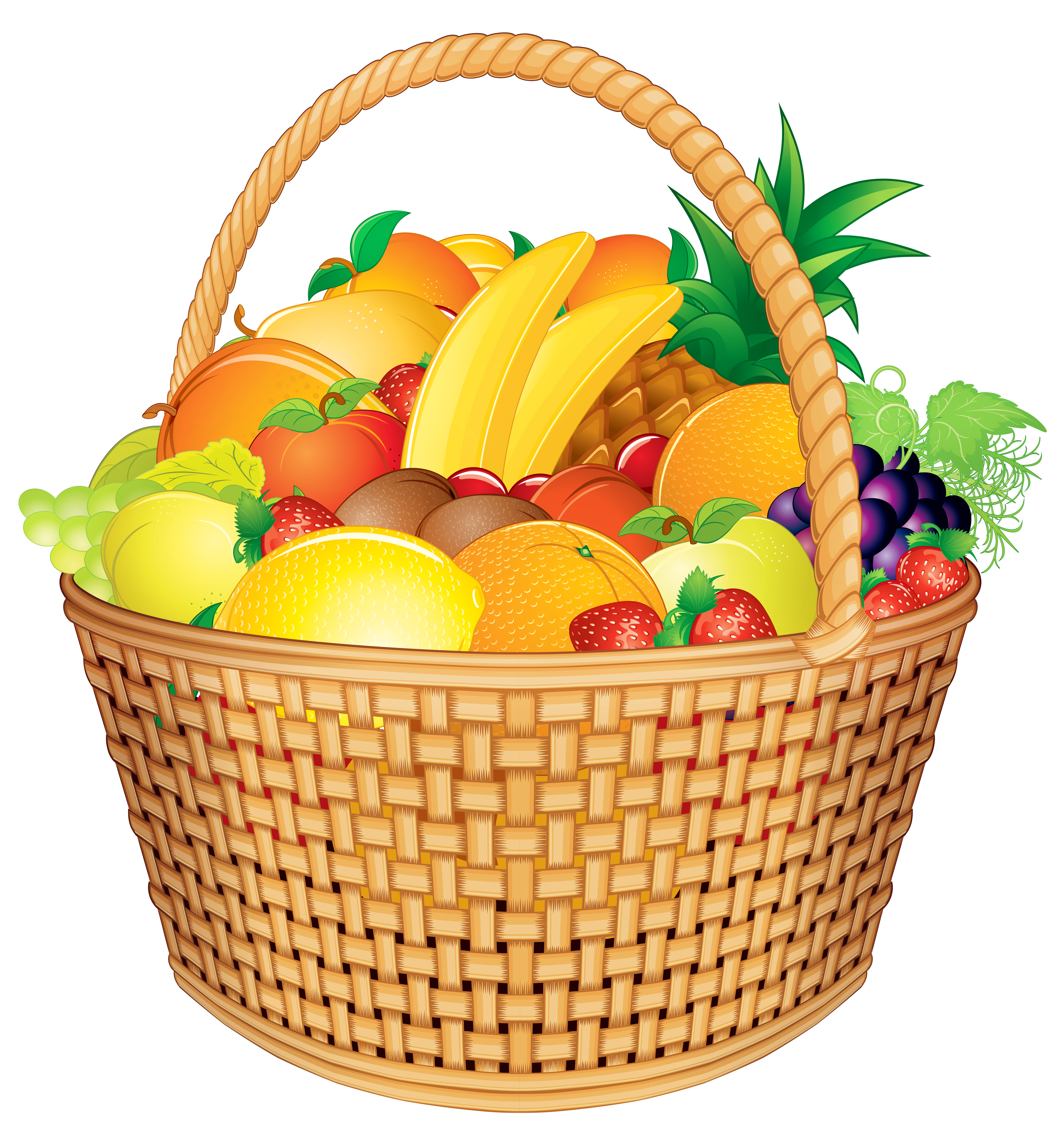 Fruit Basket Png Vector Clipart. 