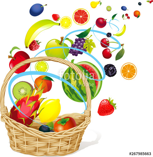 488x500 Fruits Floating In A Abstract Windy Whirlpool And Basket