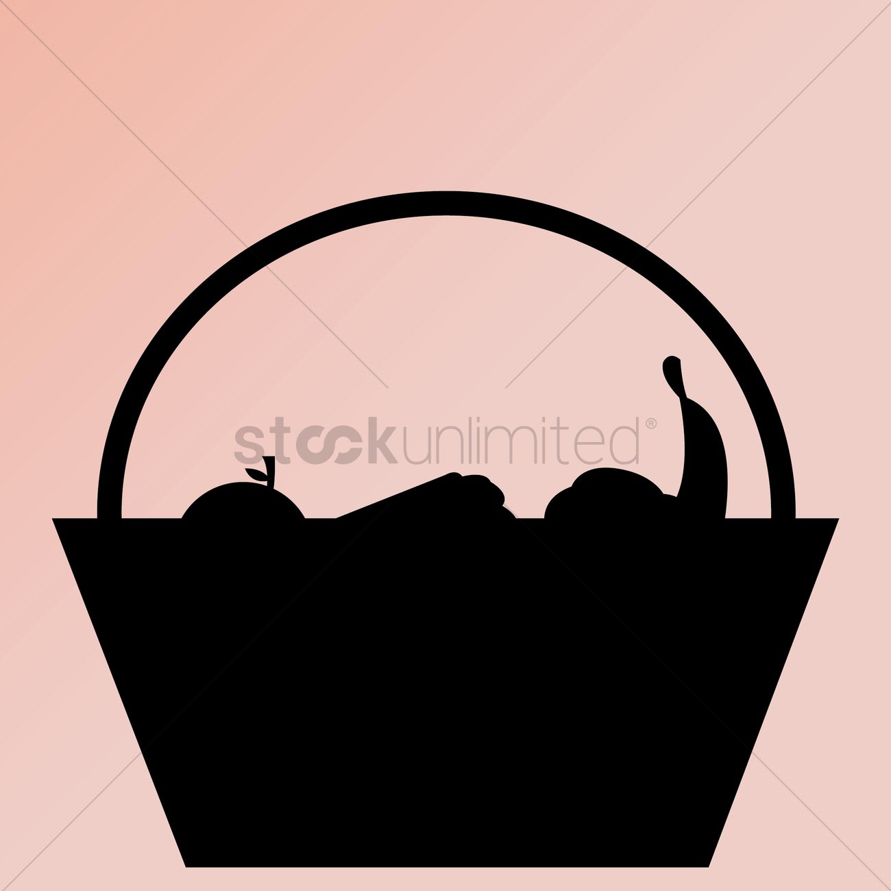 Silhouette Of Fruit Basket Vector Image 1300x1300 Silhouette Of Fruit Basket Vector Image