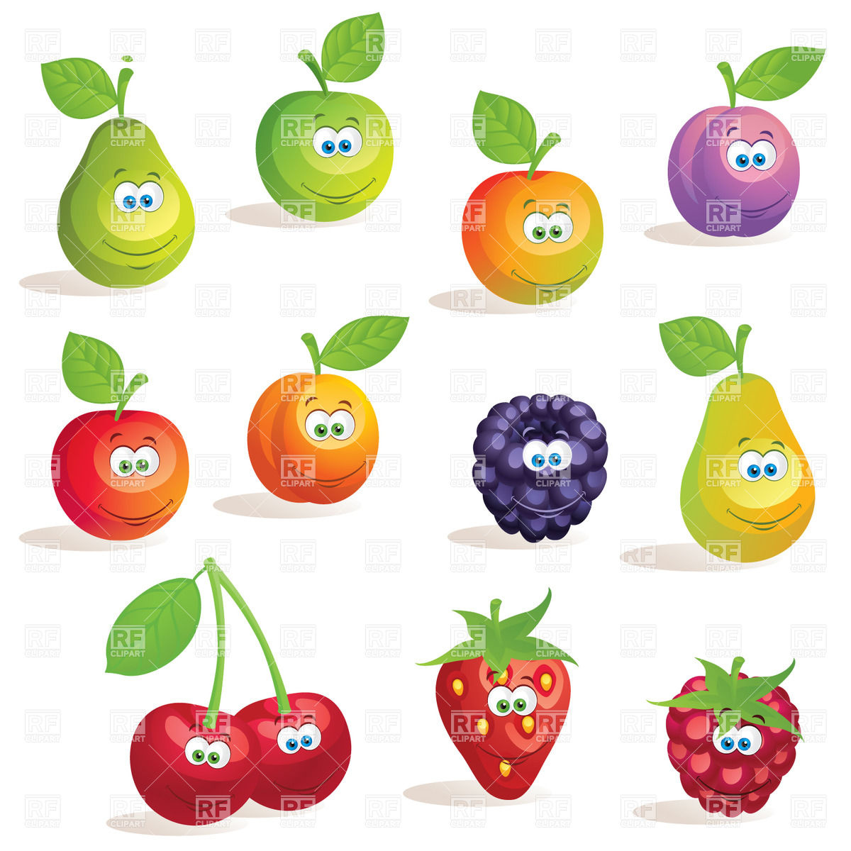 1200x1200 Funny Cartoon Fruits And Berries Vector Image Of Food