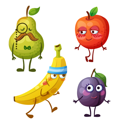 500x500 Funny Fruit Cartoon Emoticon Vector Free Download