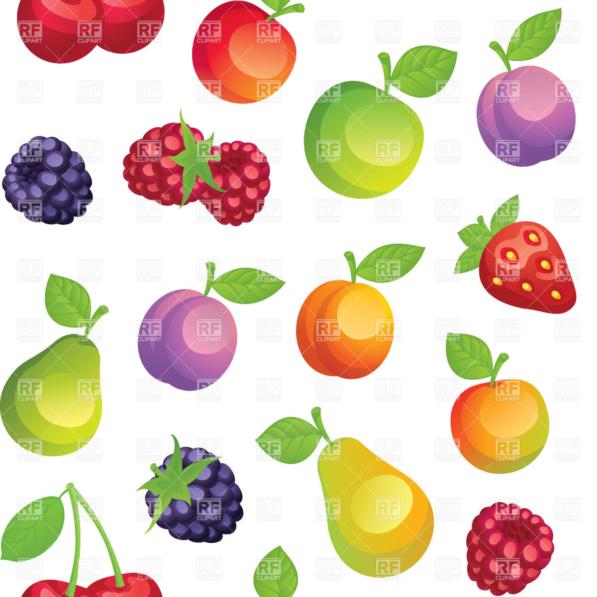 1200x1200 Seamless Background With Cartoon Fruits Vector Image