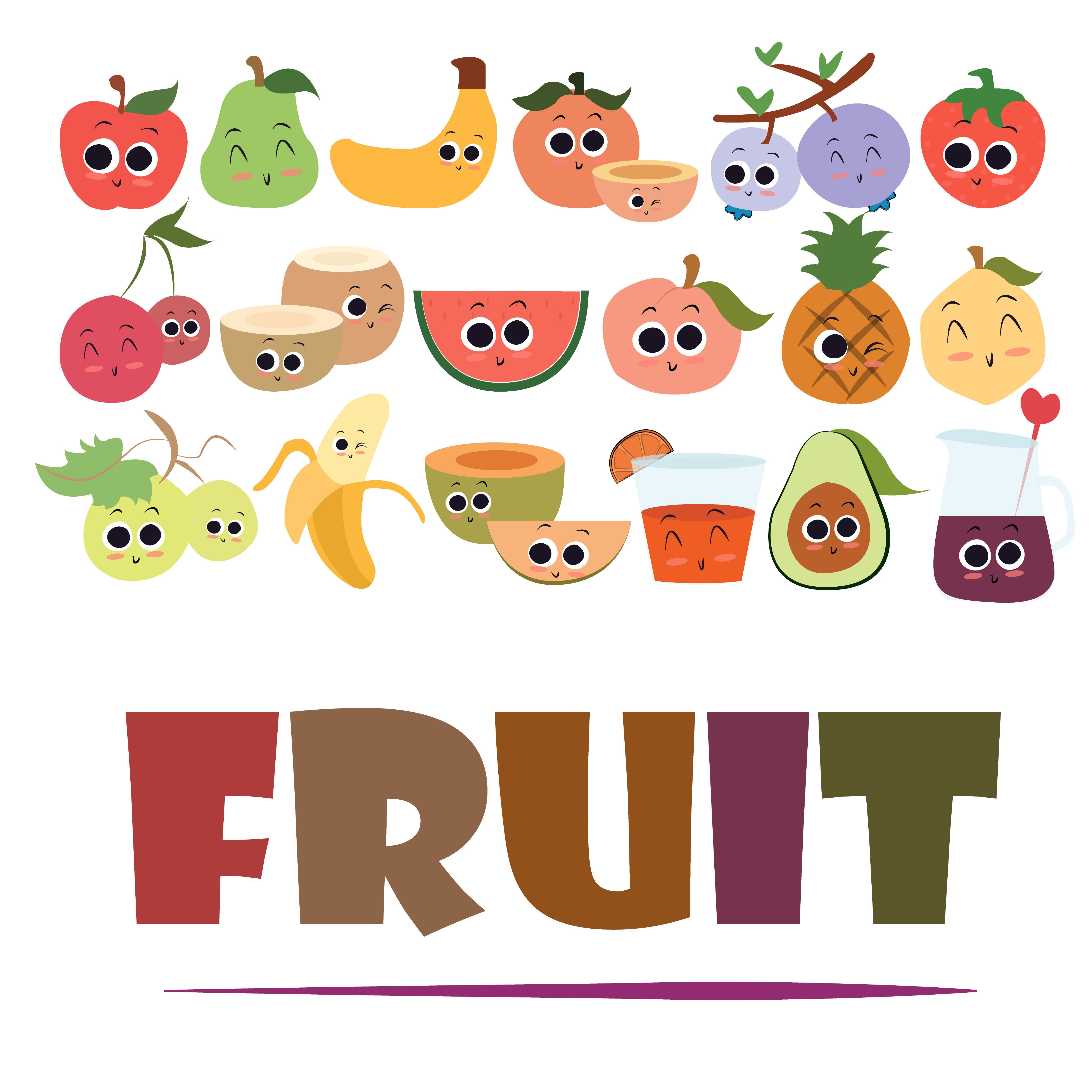 5000x5000 Fruit Cartoon Fruits Funny Vector Illustration Isolated
