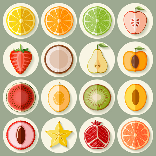 500x500 Retro Fruit Icons Design Graphics Vector Free Download