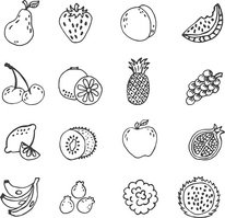 206x199 Set Of Doodle Hand Drawn Fruit Icon Vector Illustration Stock