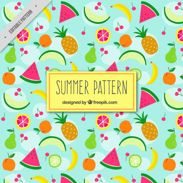 Summer Fruits Pattern Vector Free Download 626x626 Summer Fruits Pattern Vector Free Download