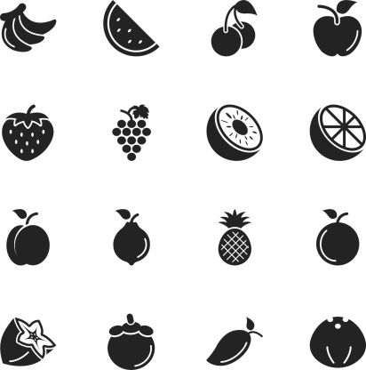 412x416 Fruit Silhouette Icons Vector Art Icons Art