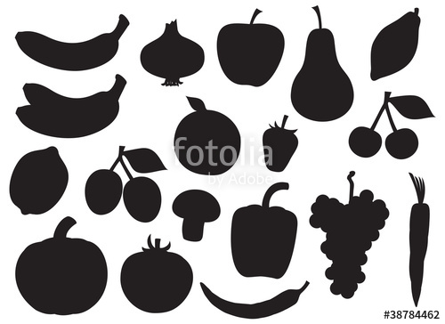 500x364 Fruit And Vegetable Silhouette Collection Stock Image And Royalty