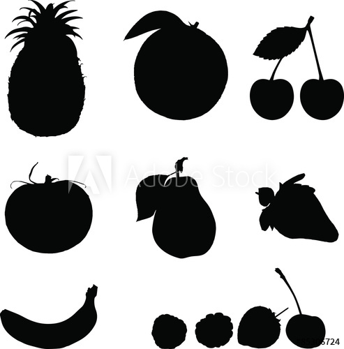 493x500 Fruits Silhouette Vector
