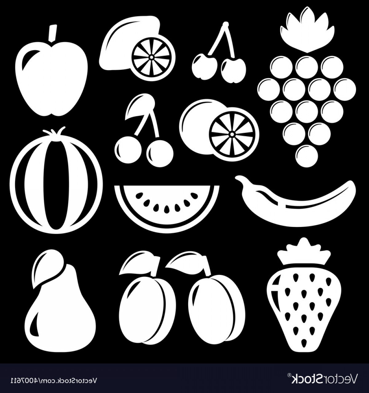 1200x1278 Set White Fruit Silhouette Vector Soidergi