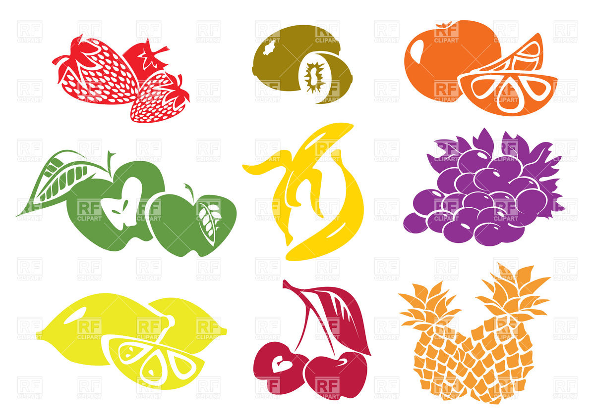 1200x849 Set Of Silhouette Of Fruits Vector Image Of Food And Beverages