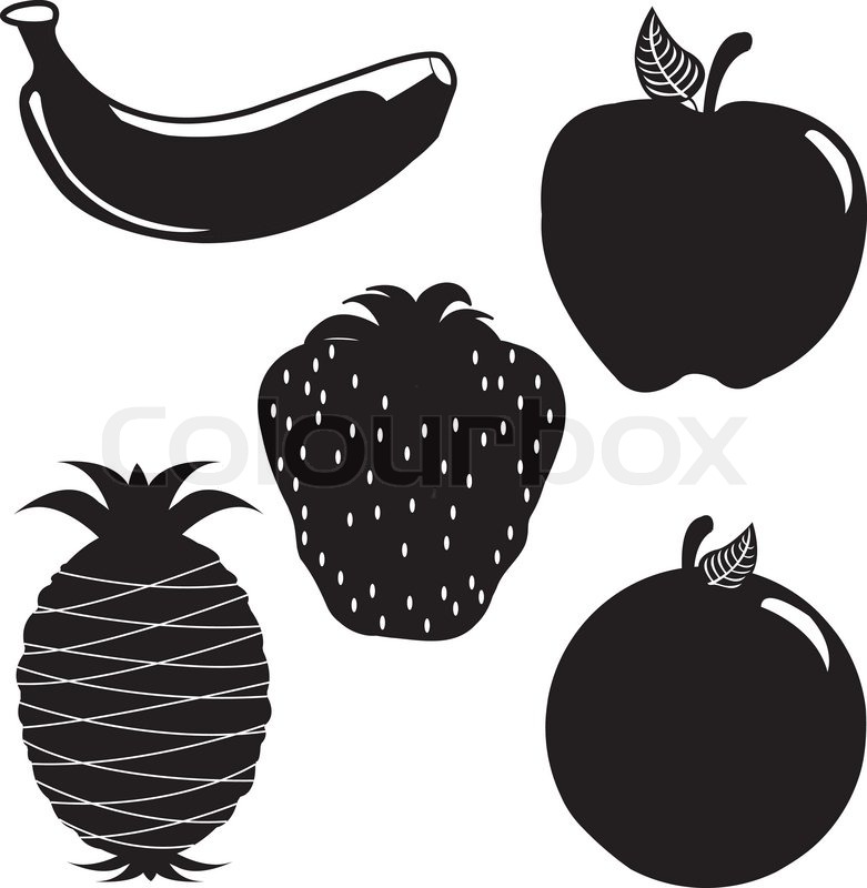 781x800 Apple Banana Orange Strawberry Stock Vector Colourbox