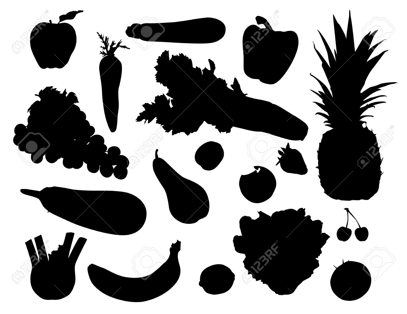 1300x1002 Vegetable Silhouette Vector