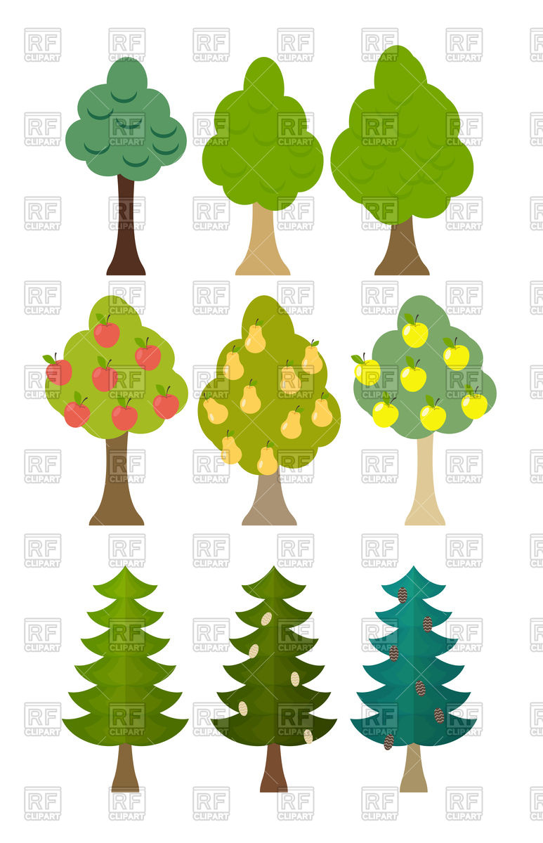 Set Icon Of Fruit Trees, Conifers, Forest Trees Vector Image 773x1200 Set Icon Of Fruit Trees, Conifers, Forest Trees Vector Image