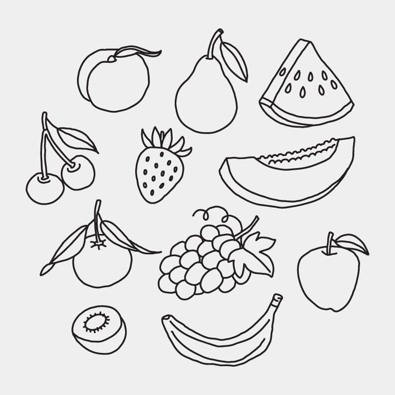 780x780 Black And White Fruit Vector Icons