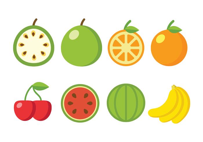 700x490 Flat Fruit Vector Icons