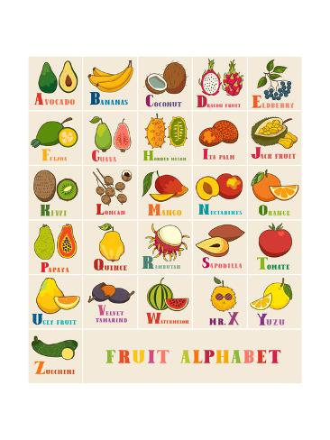 366x488 Alphabet Fruit Vector Set Print