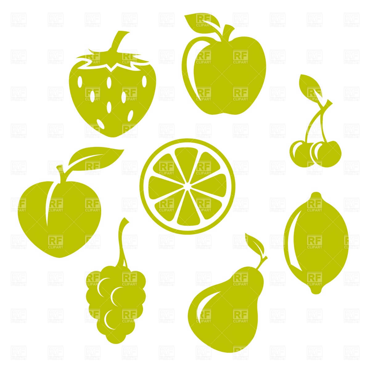 1200x1200 Strawberry, Apple, Cherries And Other Fruits Vector Image Of Food