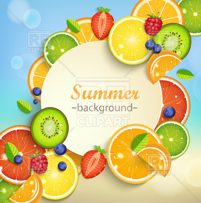 397x400 Summer Background With Tropical Fruits Vector Image Of Food