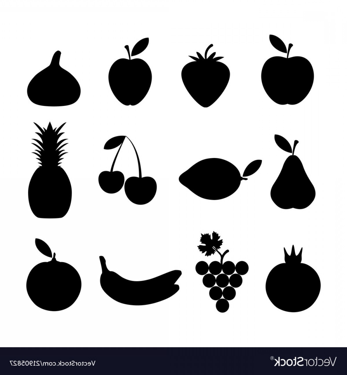1200x1296 Black Silhouettes Of Fruits Vector Cqrecords