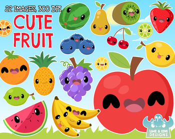 350x278 Cute Fruit Clipart, Instant Download Vector Art, Commercial Use Clip