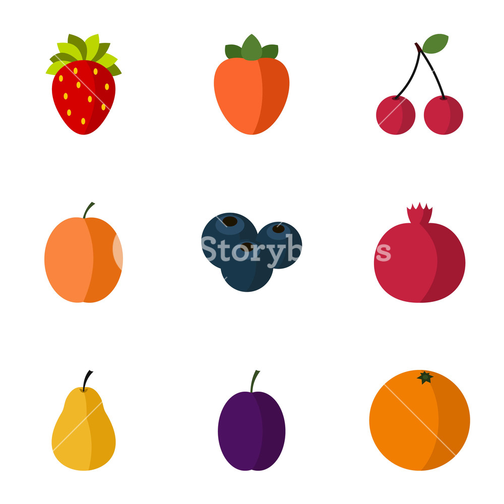 Fresh Fruit Icons Set Flat Illustration Of Fresh Fruit Vector 1000x1000 Fresh Fruit Icons Set Flat Illustration Of Fresh Fruit Vector