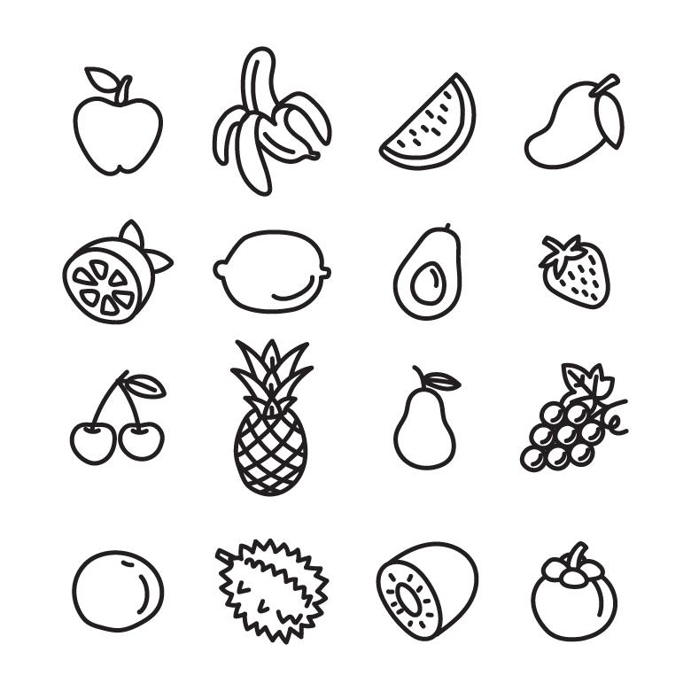 Outlined Fruits Vector Icons 780x780 Outlined Fruits Vector Icons