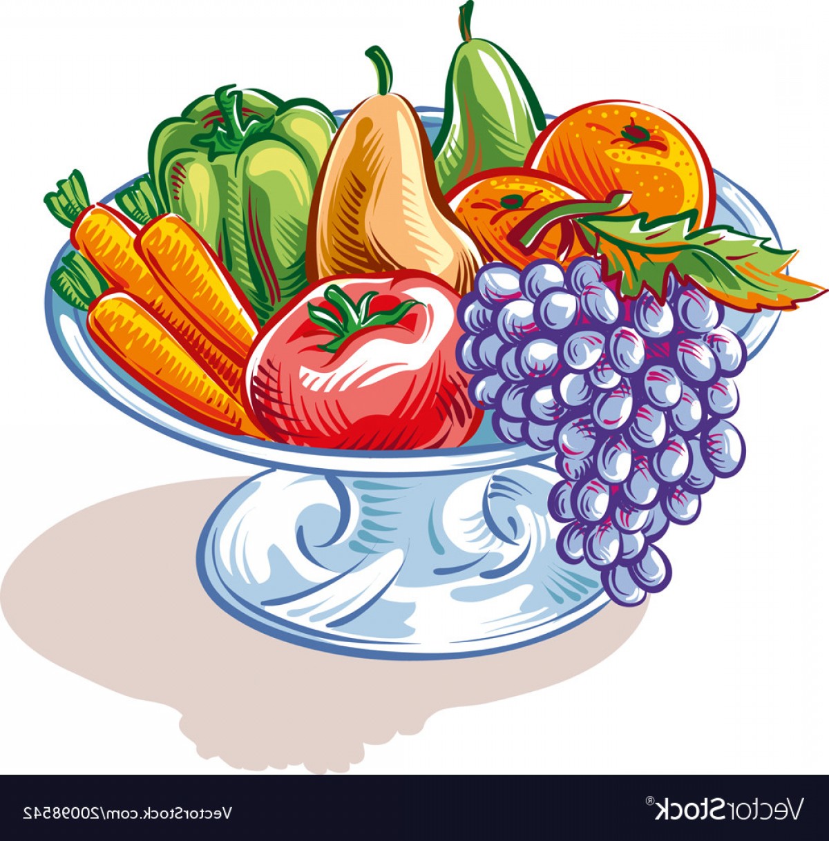 1200x1218 Fruit Bowl With Fruit And Vegetables Vector Createmepink